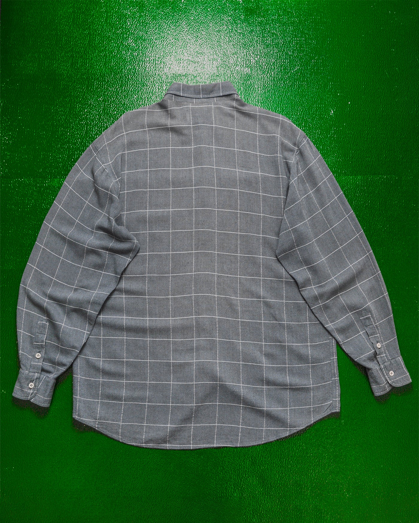 90s Textured Flowy Grey Grid Shirt (M~L)