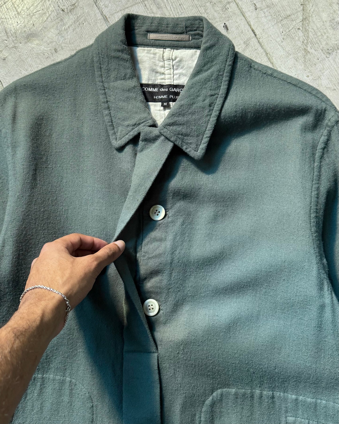 1996 Muted Grey Green  Hidden Placket Jacket (~L~)