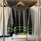 80s Abstract Noisy Grey / Striped Knit Jumper (M~L)