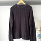 90s Dual Gauge Striped Washed Black Knit Jumper (M~L)