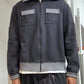 Contrast Navy / Grey Panelled Zip Up Tracktop  (~M~)