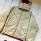 Early 2000s High Neck Beige Cross Pocket Padded Beige Red Jacket (L)