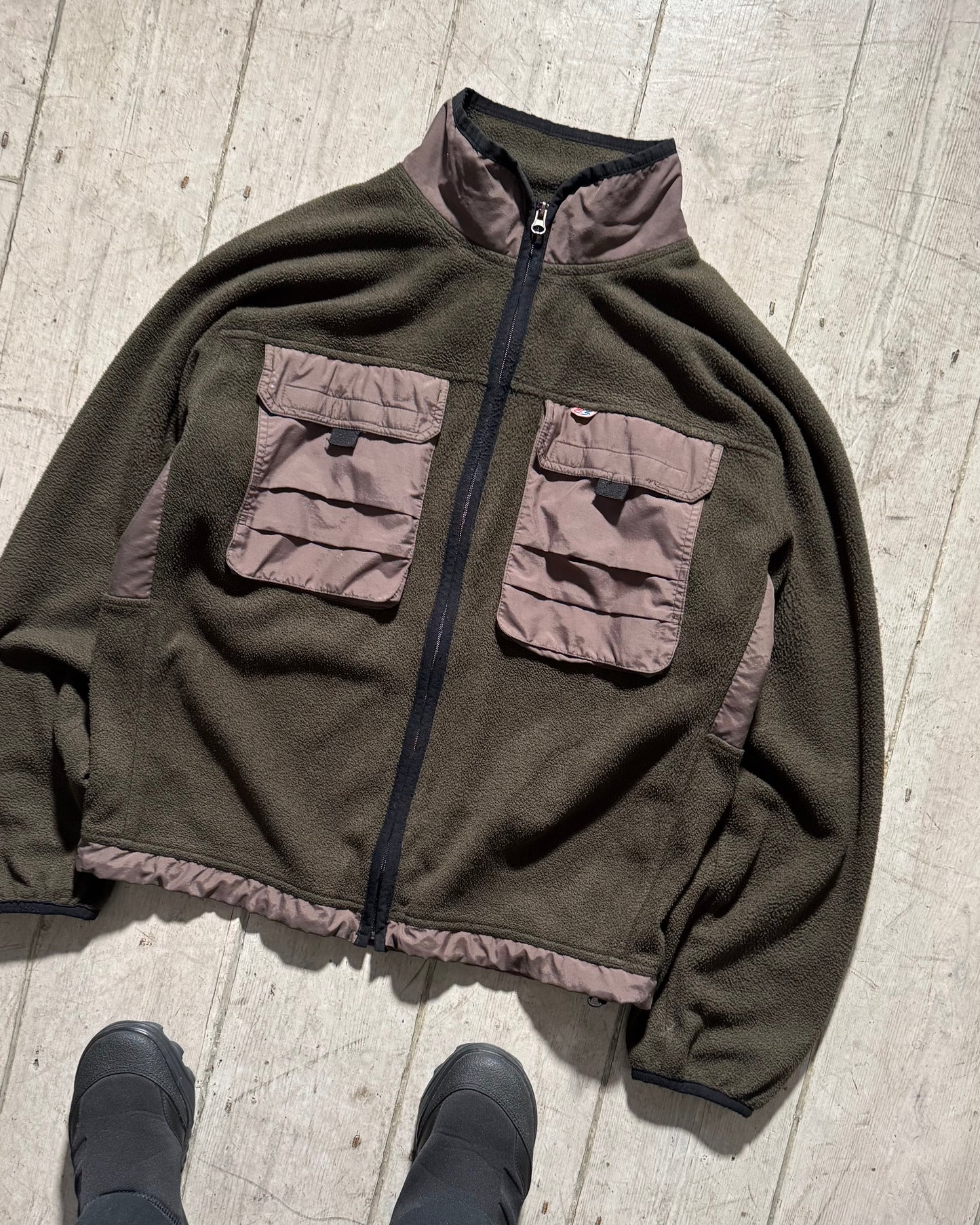 Nylon Cargo Panelled Olive Brown Fleece (~L~)