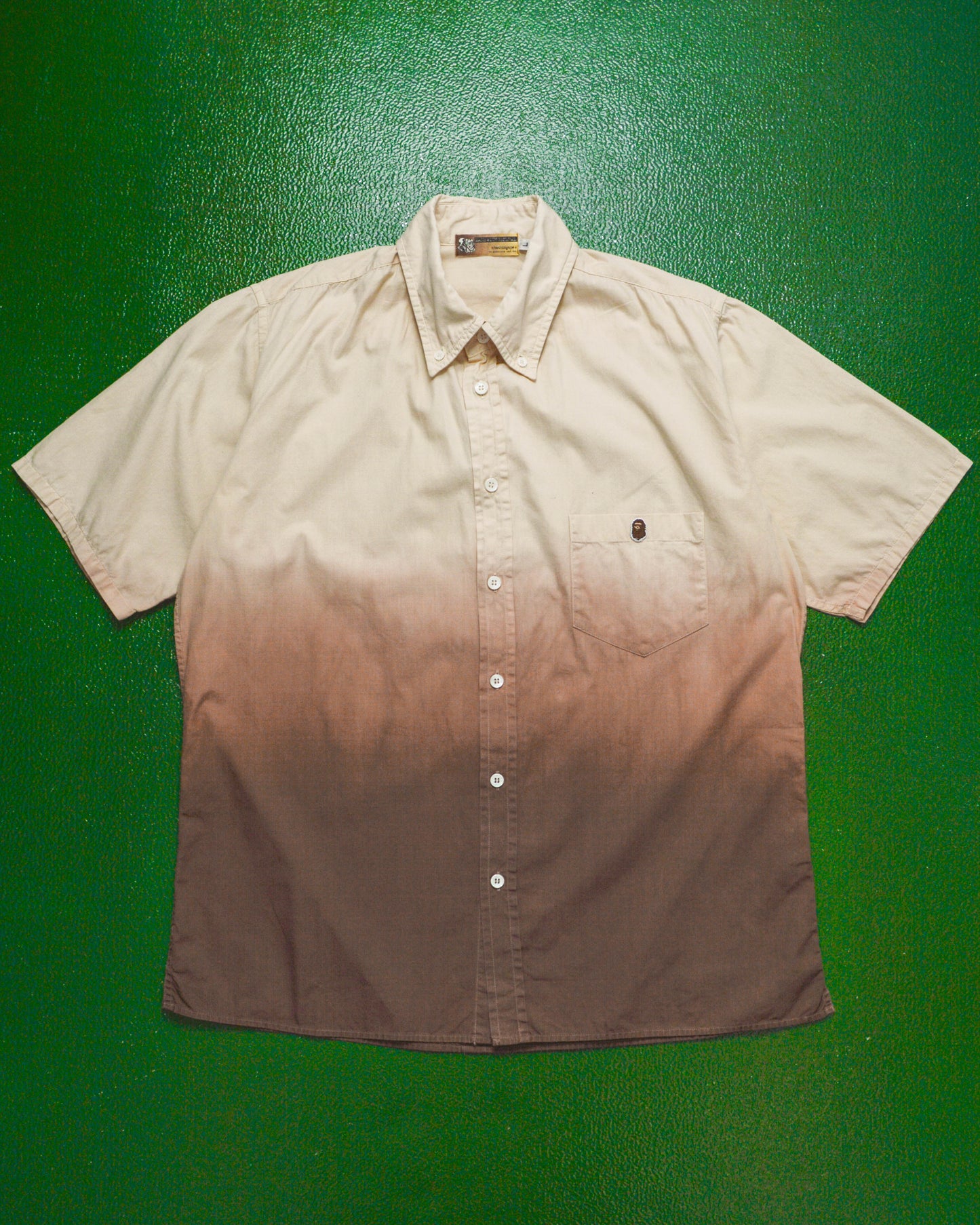 90s Brown Gradient Short-sleeve Shirt (~M~)