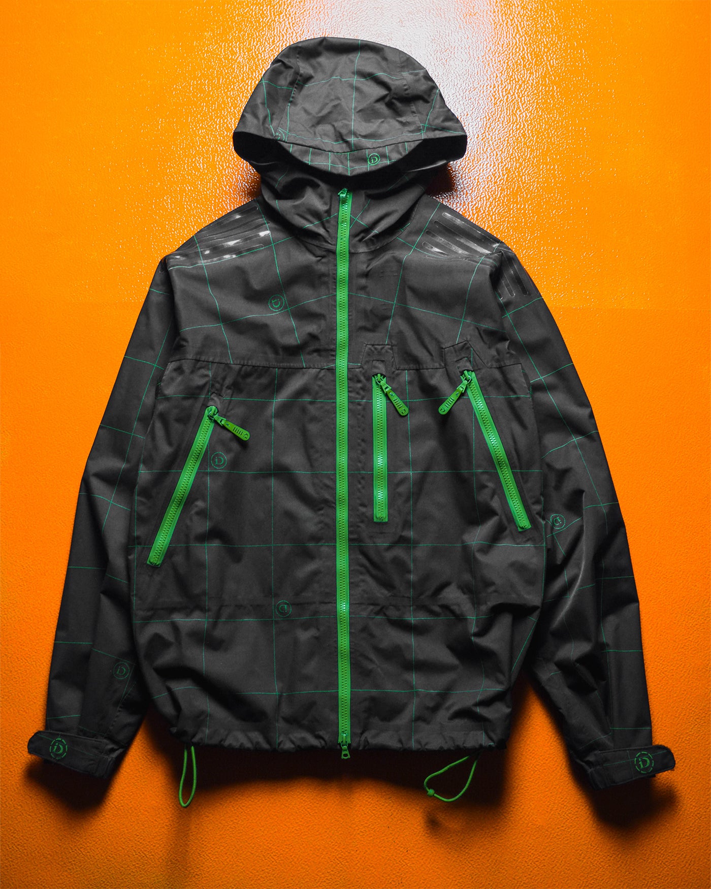 Idiom Black Green Grid Taped Seam Jacket (~M~)