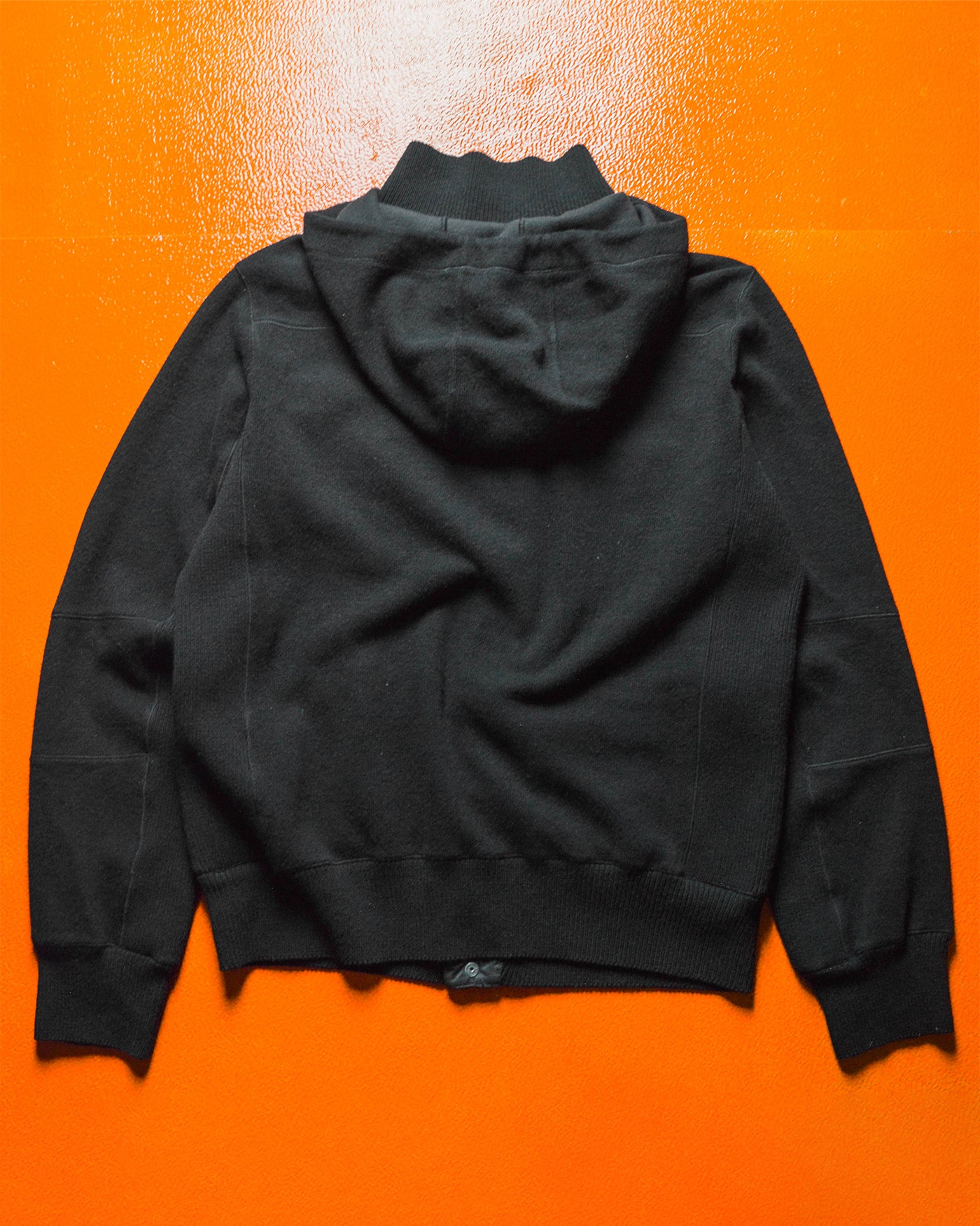 AW08 Black Panelled Hooded Black Knit Hoody (M~L)