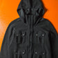 AW08 Black Panelled Hooded Black Knit Hoody (M~L)