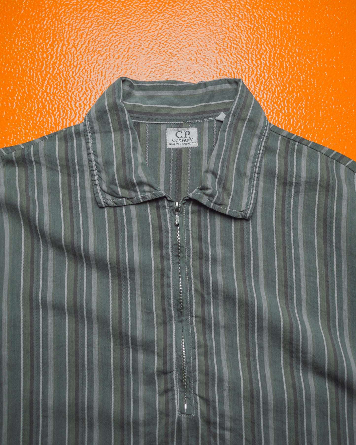 Massimo Osti 90s Quarter Zip Striped Shirt (~XL~)