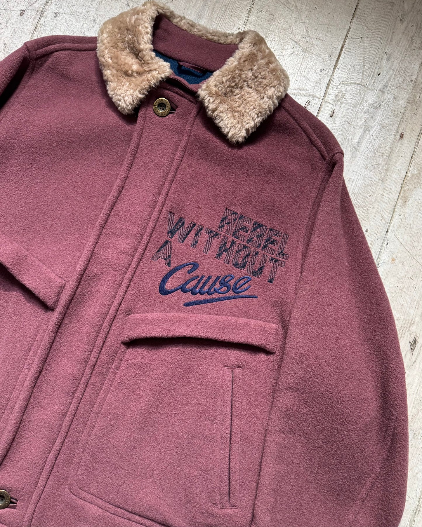 1991 Blush Red Fleece Collar Rebel Without a Cause Jacket (~XXL~)