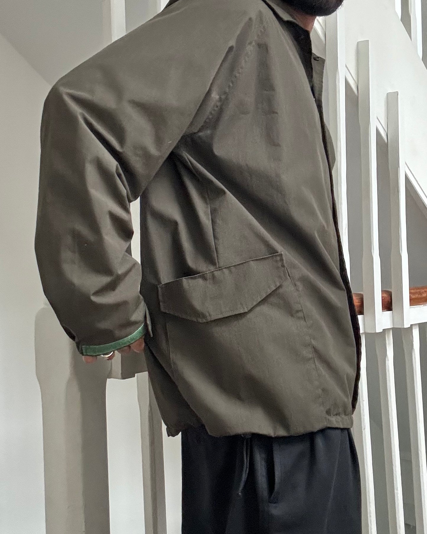 Early 2000s Olive Green Cargo Multi Pocket Coach Jacket (~L~)