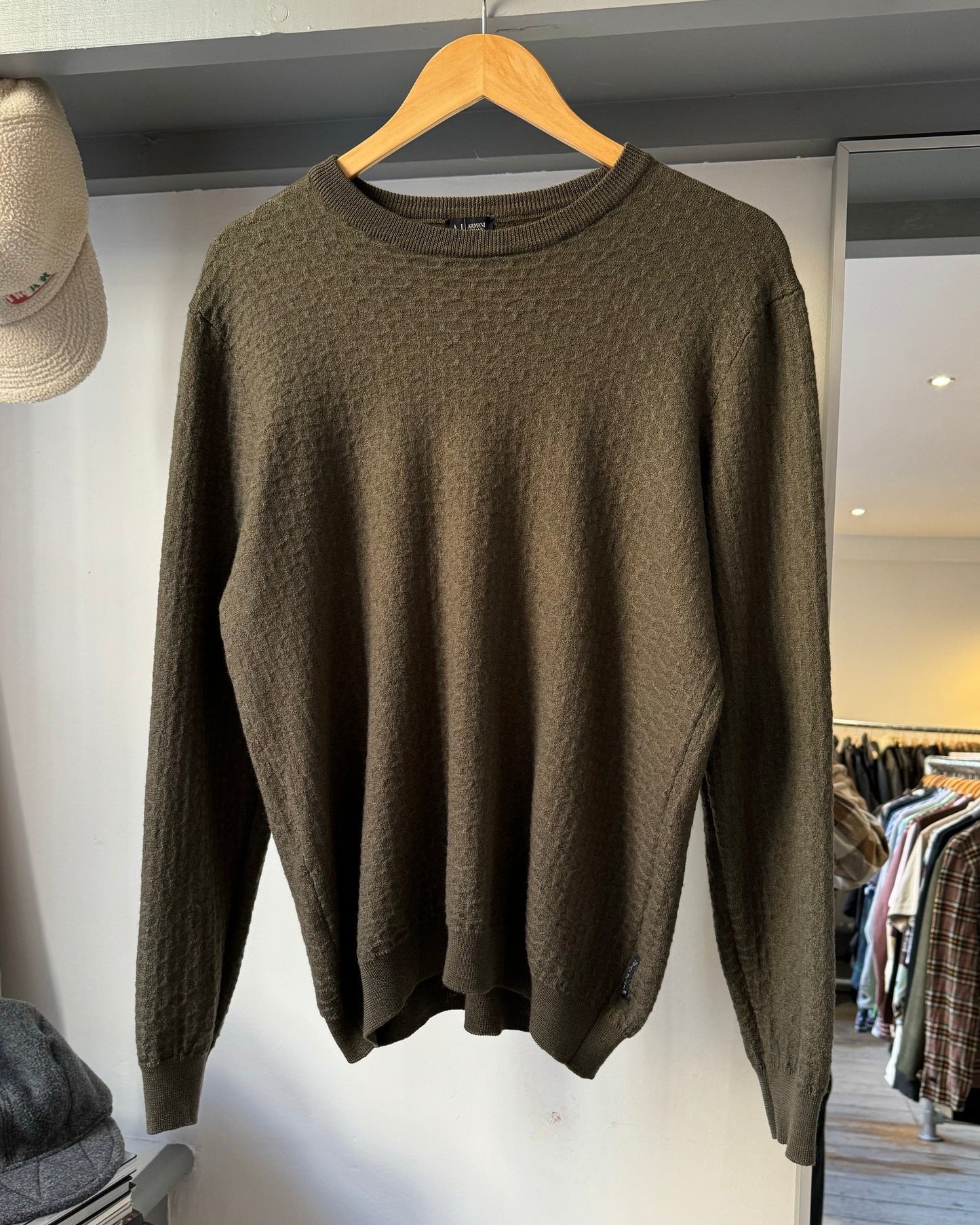 Organic Textured Olive Brown Knit Jumper  (~M~)