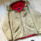 Early 2000s High Neck Beige Cross Pocket Padded Beige Red Jacket (L)