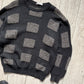 80s Grey Patch Pattern Knit Jumper  (L~XL)