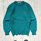 80s Vivid Teal Cable Knit Front Jumper  (~M~)