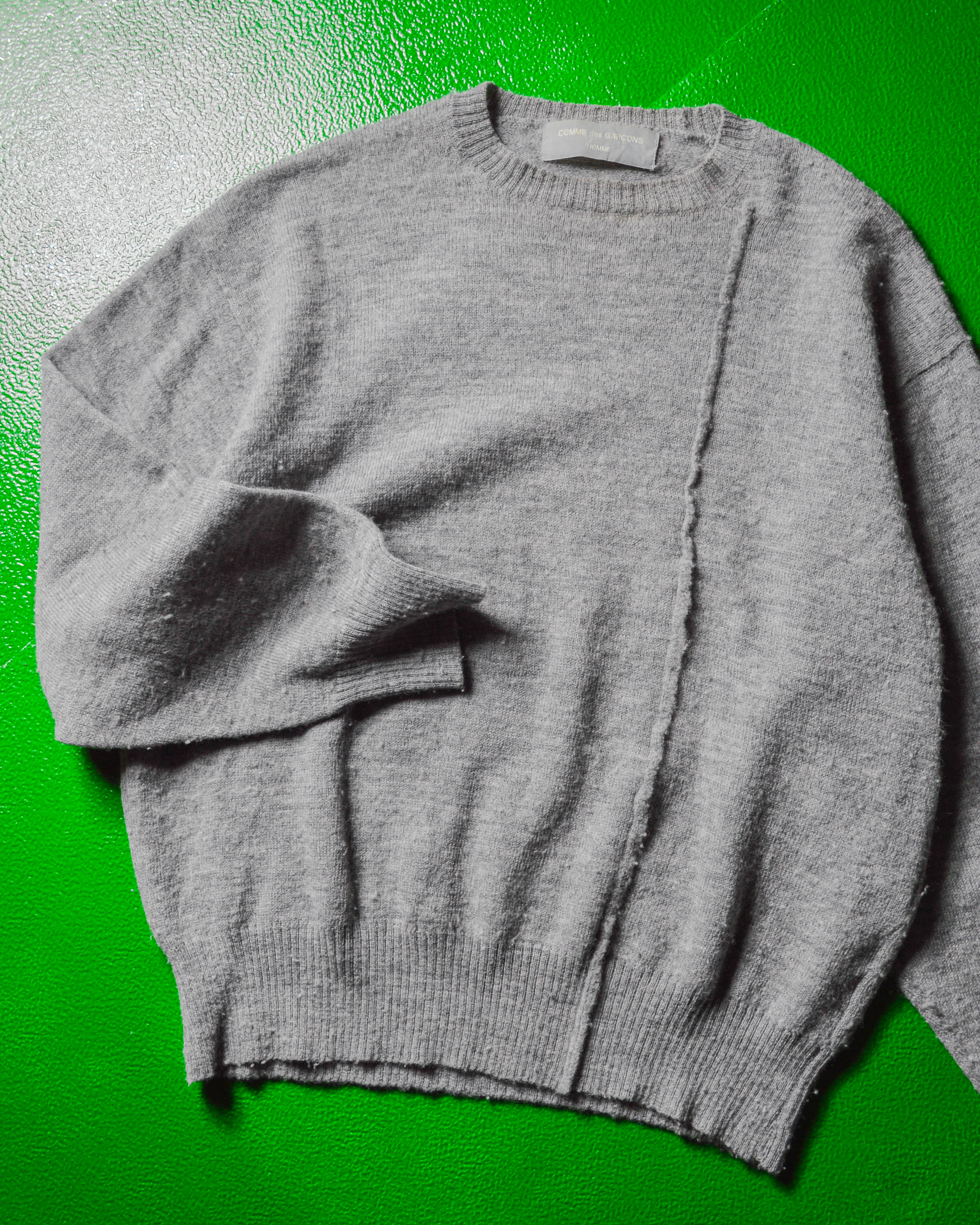 Comme des Garcons CdG Homme Vintage 1994 Off Center Seam Grey Wool Jumper S M shop.allenreji