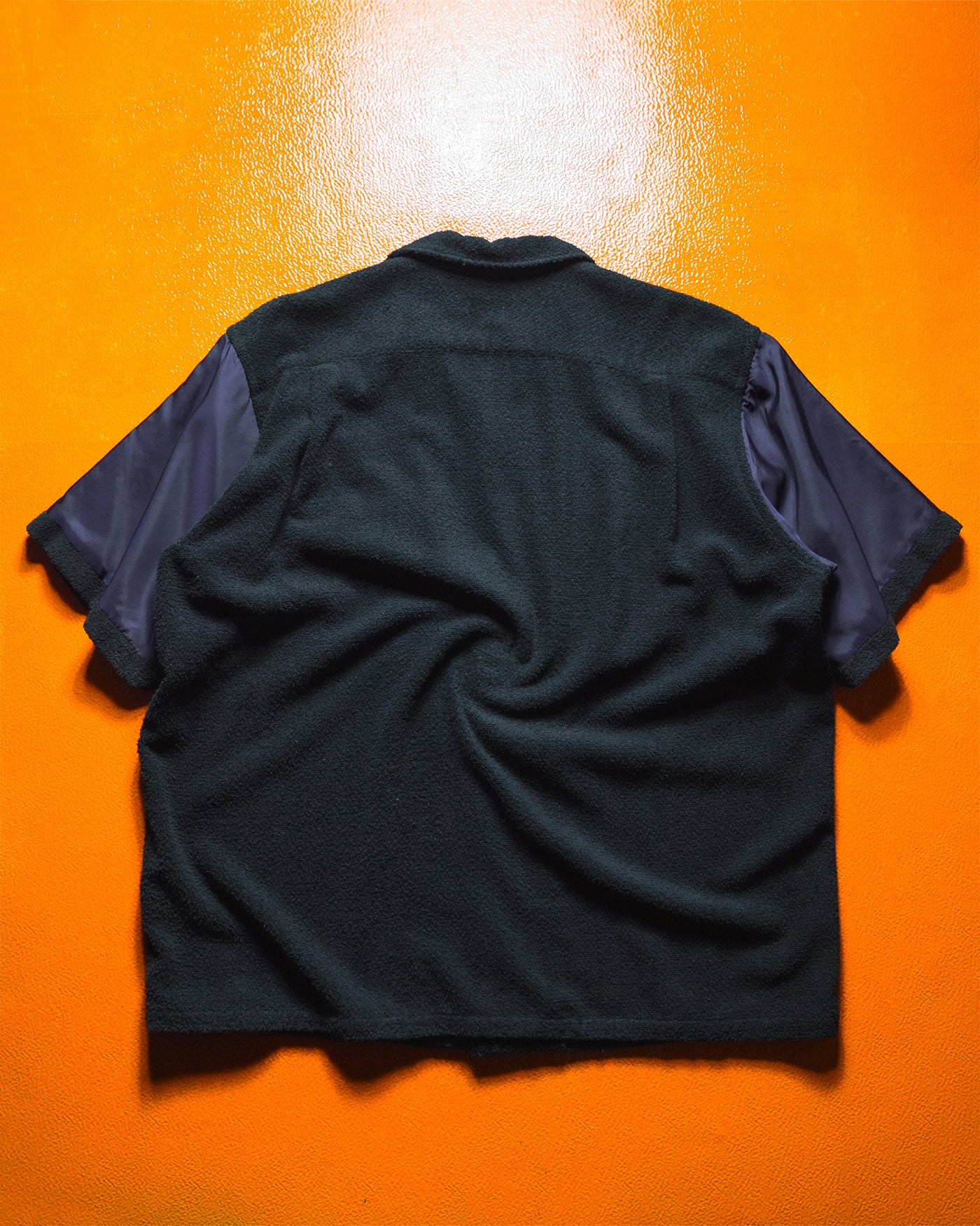 1996 Black Terry Contrast Sleeve Panel Boxy Shirt (~L~)