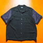 1996 Black Terry Contrast Sleeve Panel Boxy Shirt (~L~)