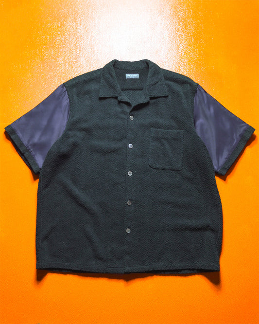 1996 Black Terry Contrast Sleeve Panel Boxy Shirt (~L~)