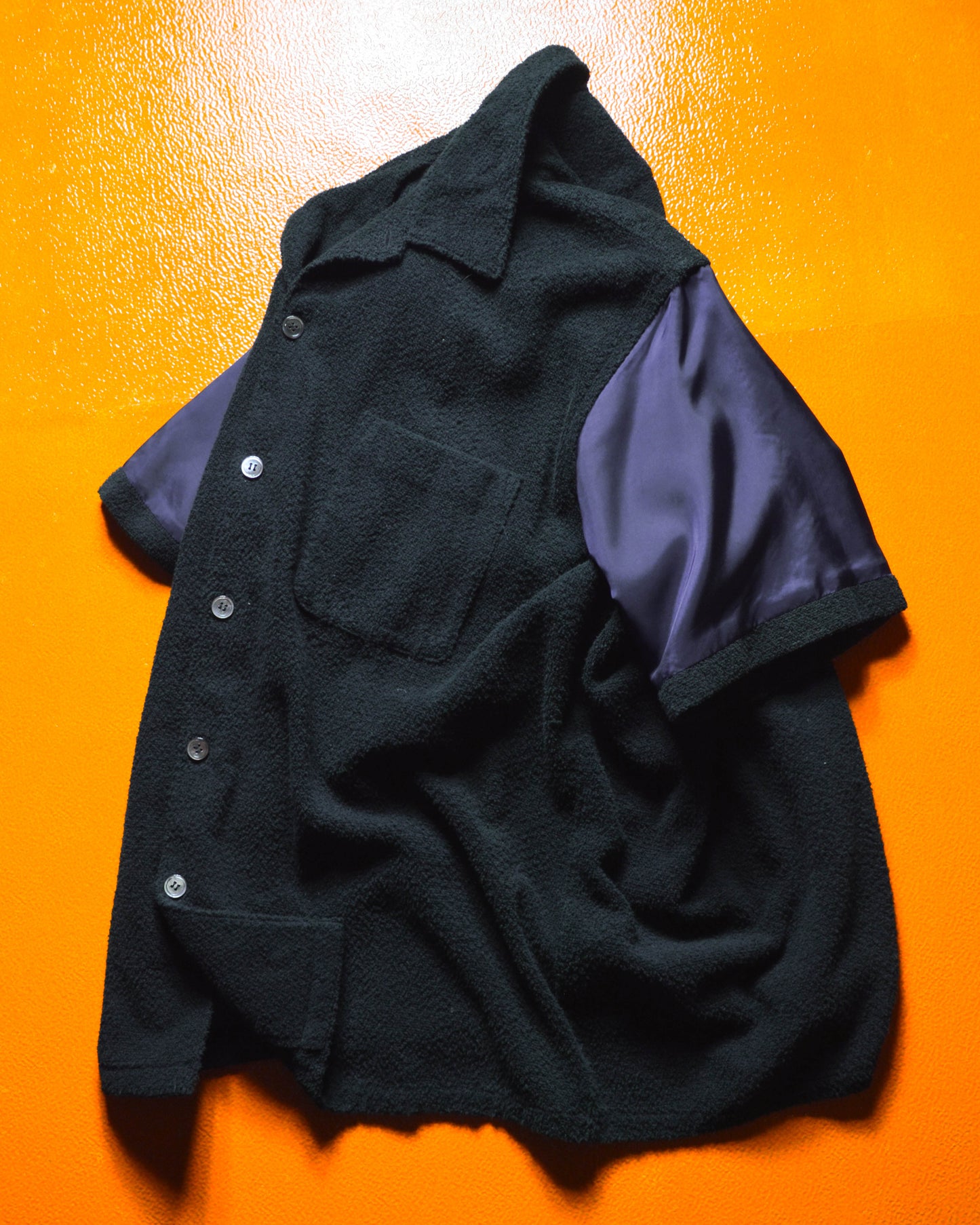 1996 Black Terry Contrast Sleeve Panel Boxy Shirt (~L~)