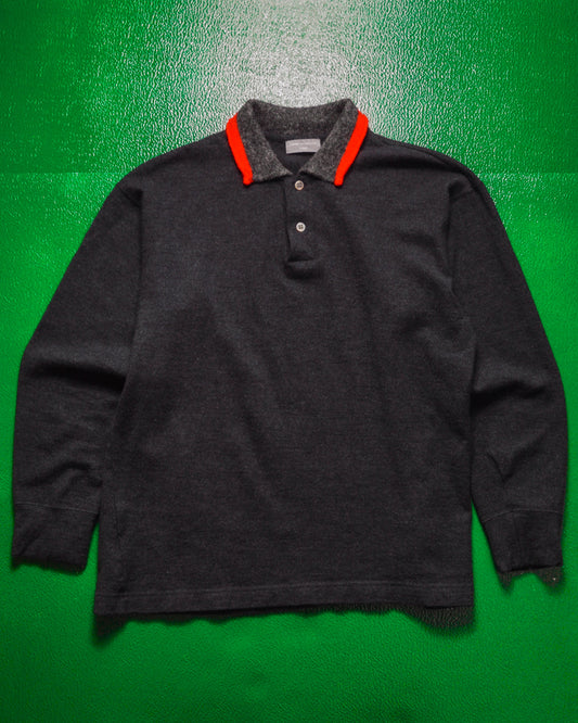 1996 Contrast Collar End Wool Longsleeve Polo (~S~)