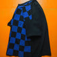 1999 Panelled Squares Textured Blue Black T-shirt (~M~).
