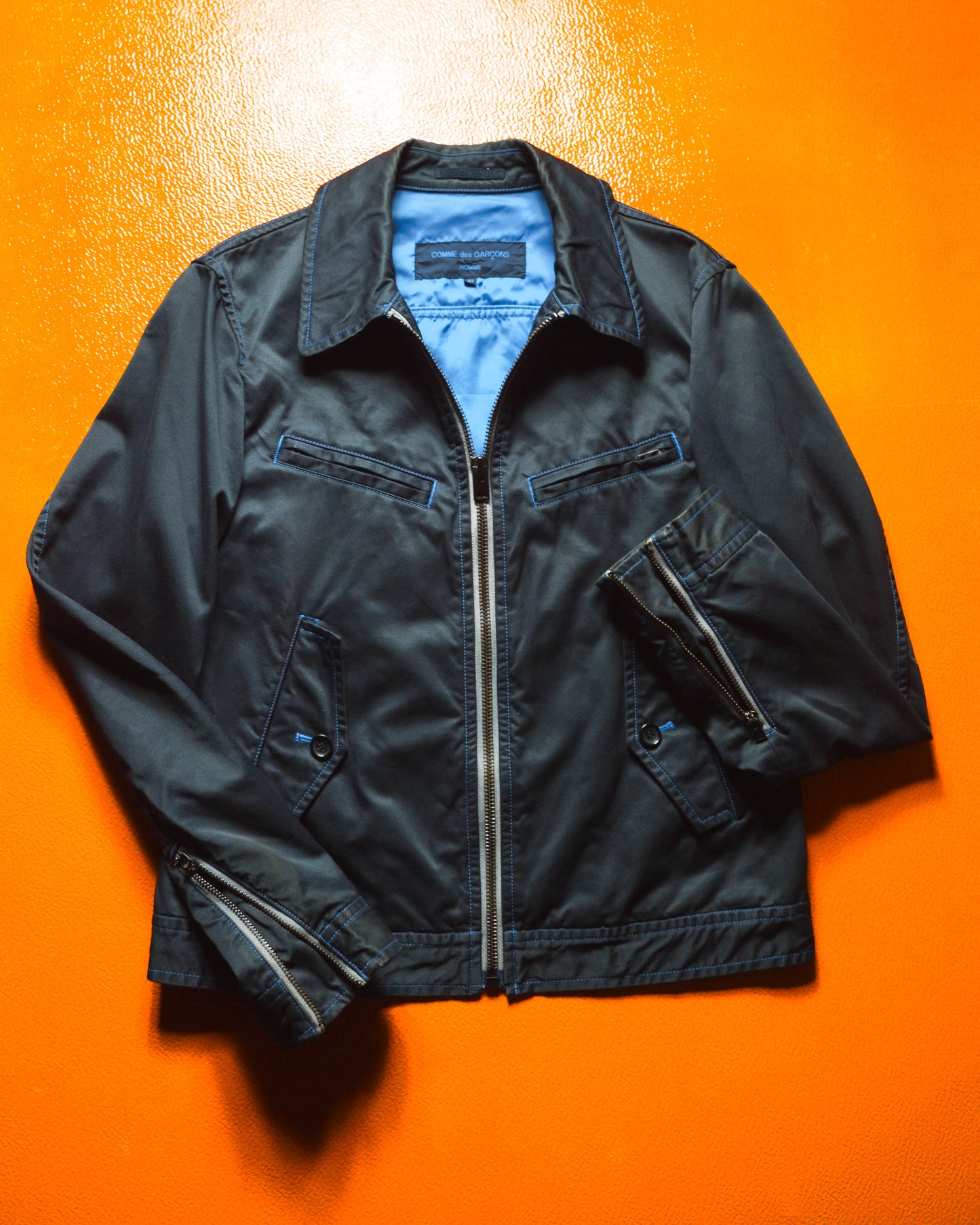 2008 Contrast Stitch Black Blue Work Jacket (M)