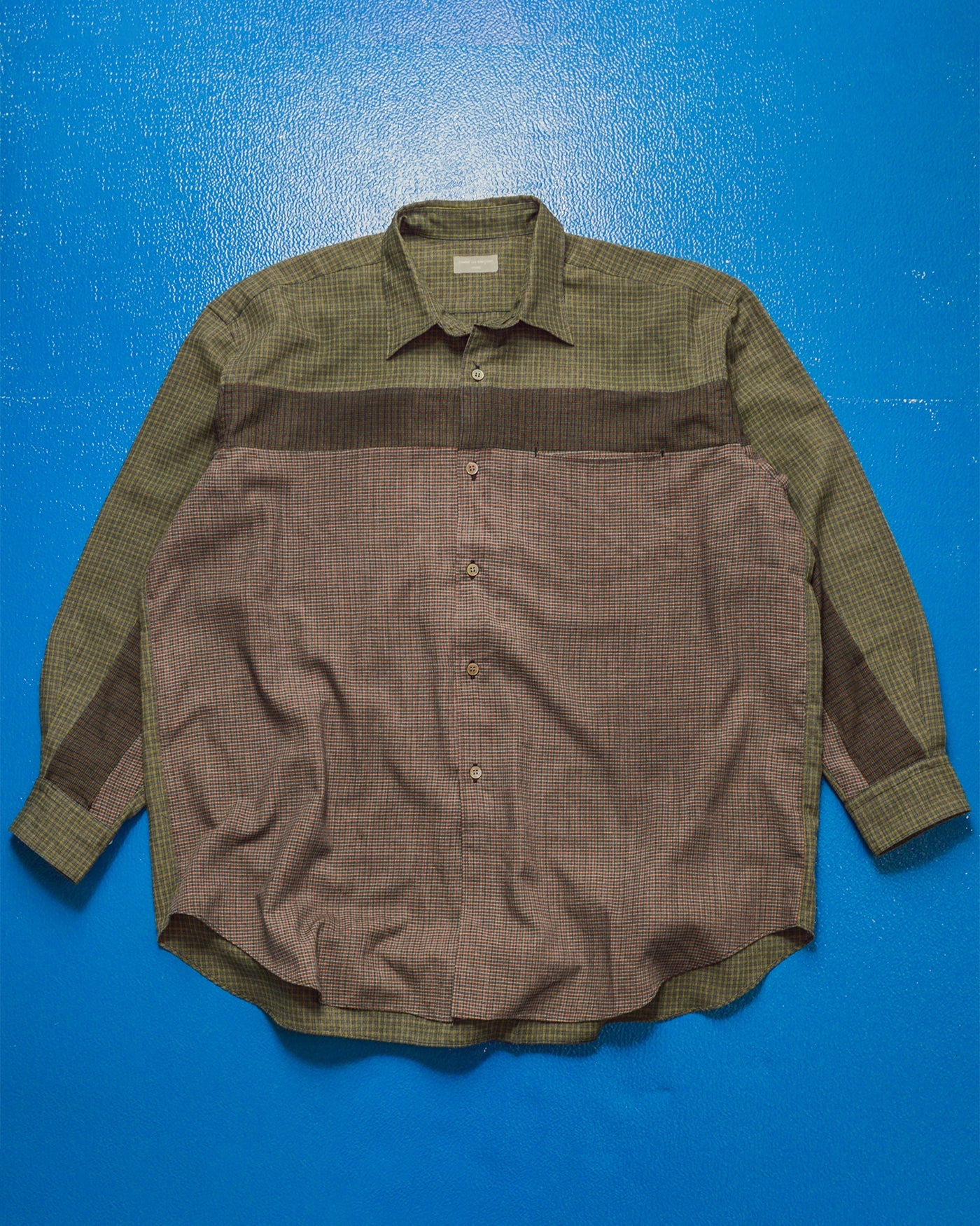 90s Mixed Plaid Panelled Shirt (L~XL)