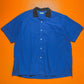 90s Royal Blue Open Collar Boxy Shirt (~L~)