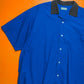 90s Royal Blue Open Collar Boxy Shirt (~L~)
