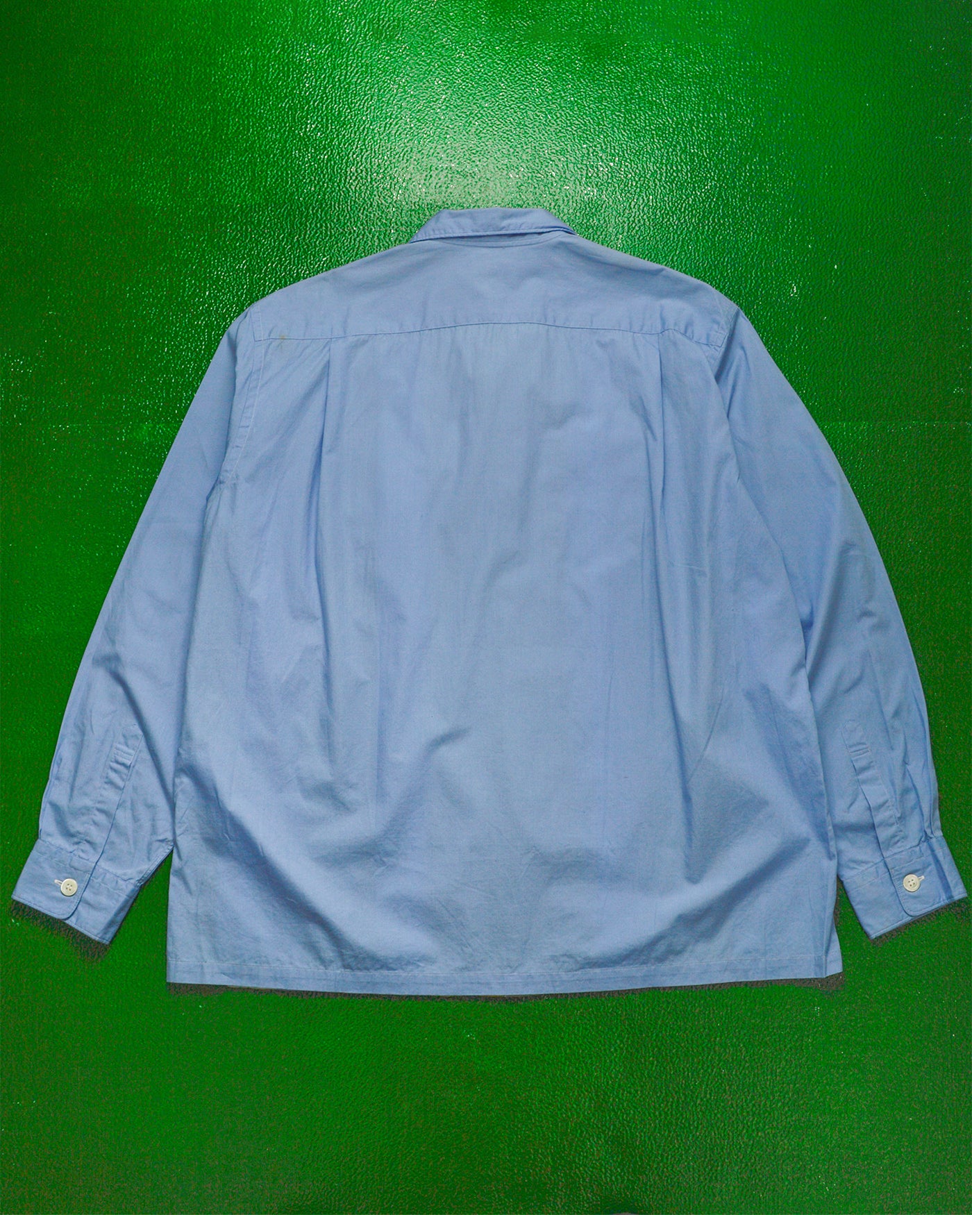Cold Tones / Blue 2000 Panelled Strip Front Open Collar Shirt  (M~L)