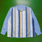 Cold Tones / Blue 2000 Panelled Strip Front Open Collar Shirt  (M~L)