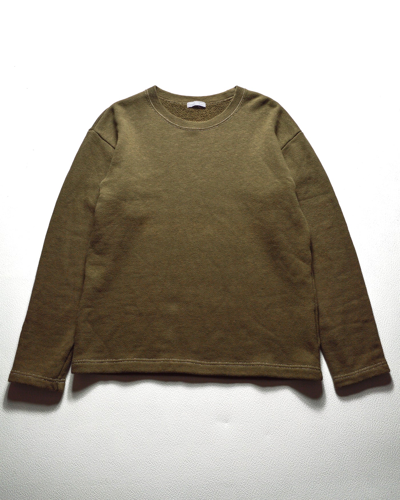 Olive Heavy Weight Silver Contrast Stitch Jumper (M~L)