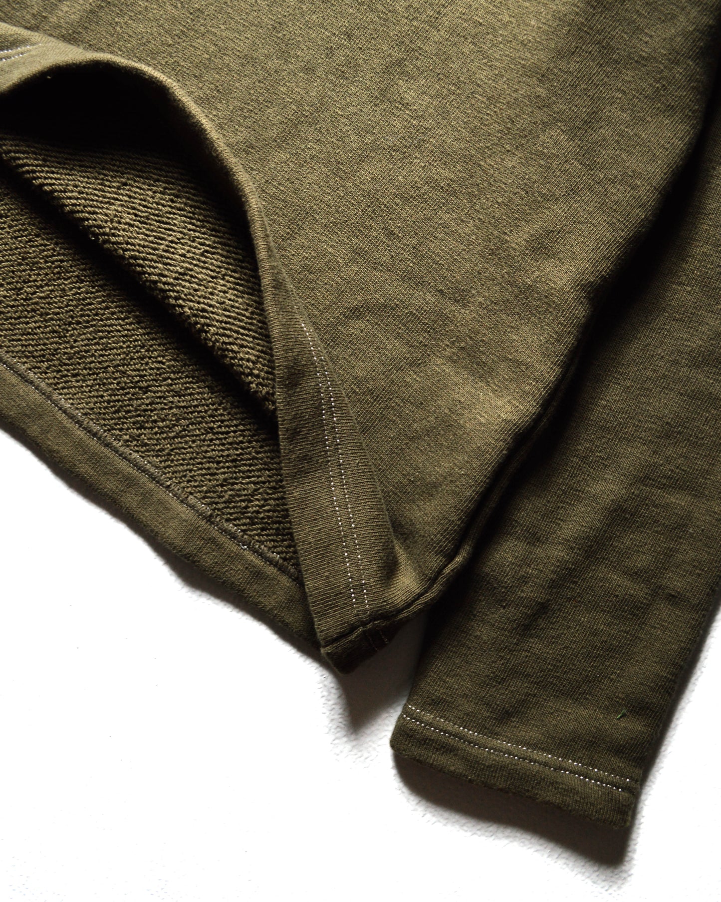 Olive Heavy Weight Silver Contrast Stitch Jumper (M~L)