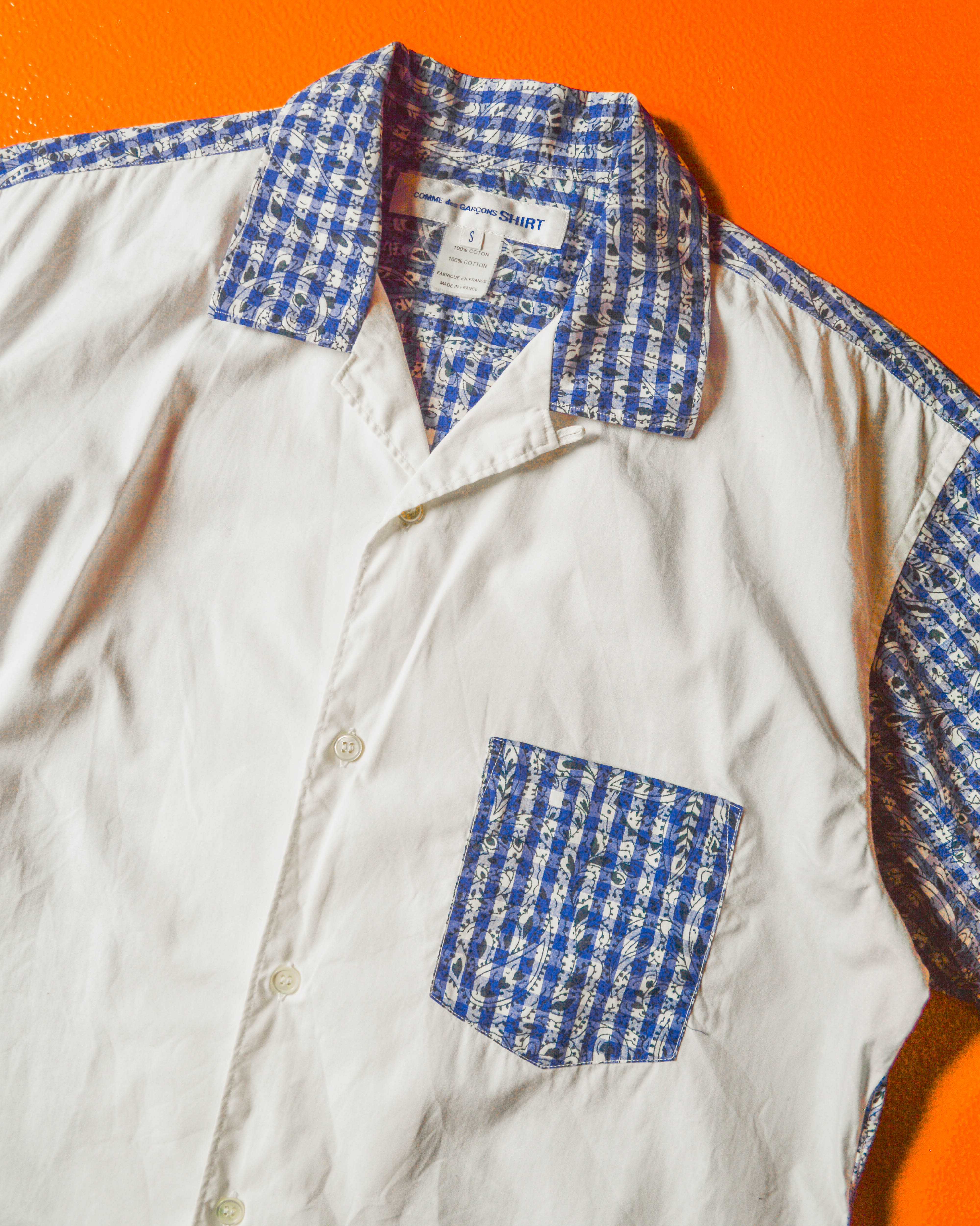 Comme Des Garçons Shirt panelled checkered shirt - Blue