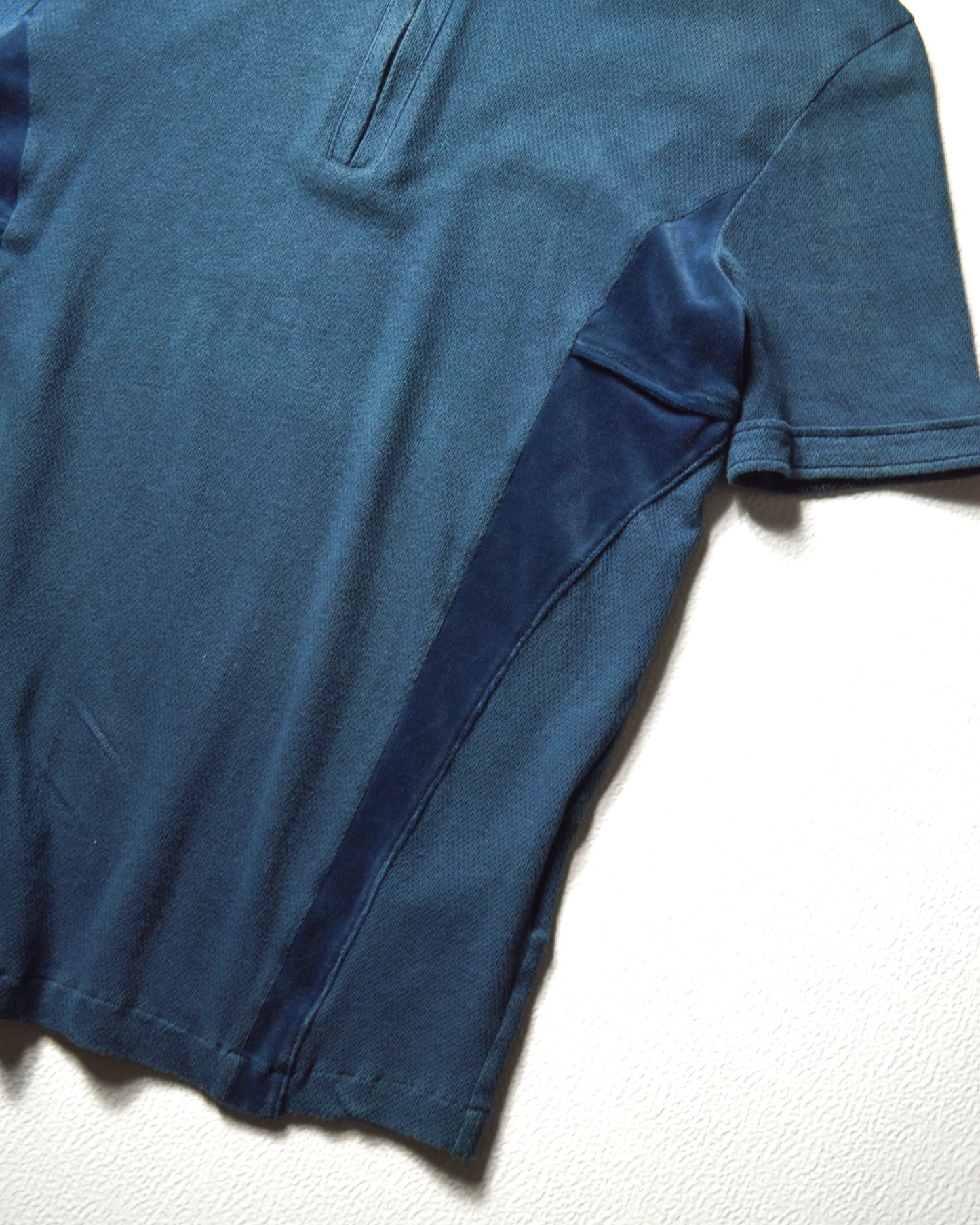 Blue Two Tone Velour Panel Jersey Polo (~M~)