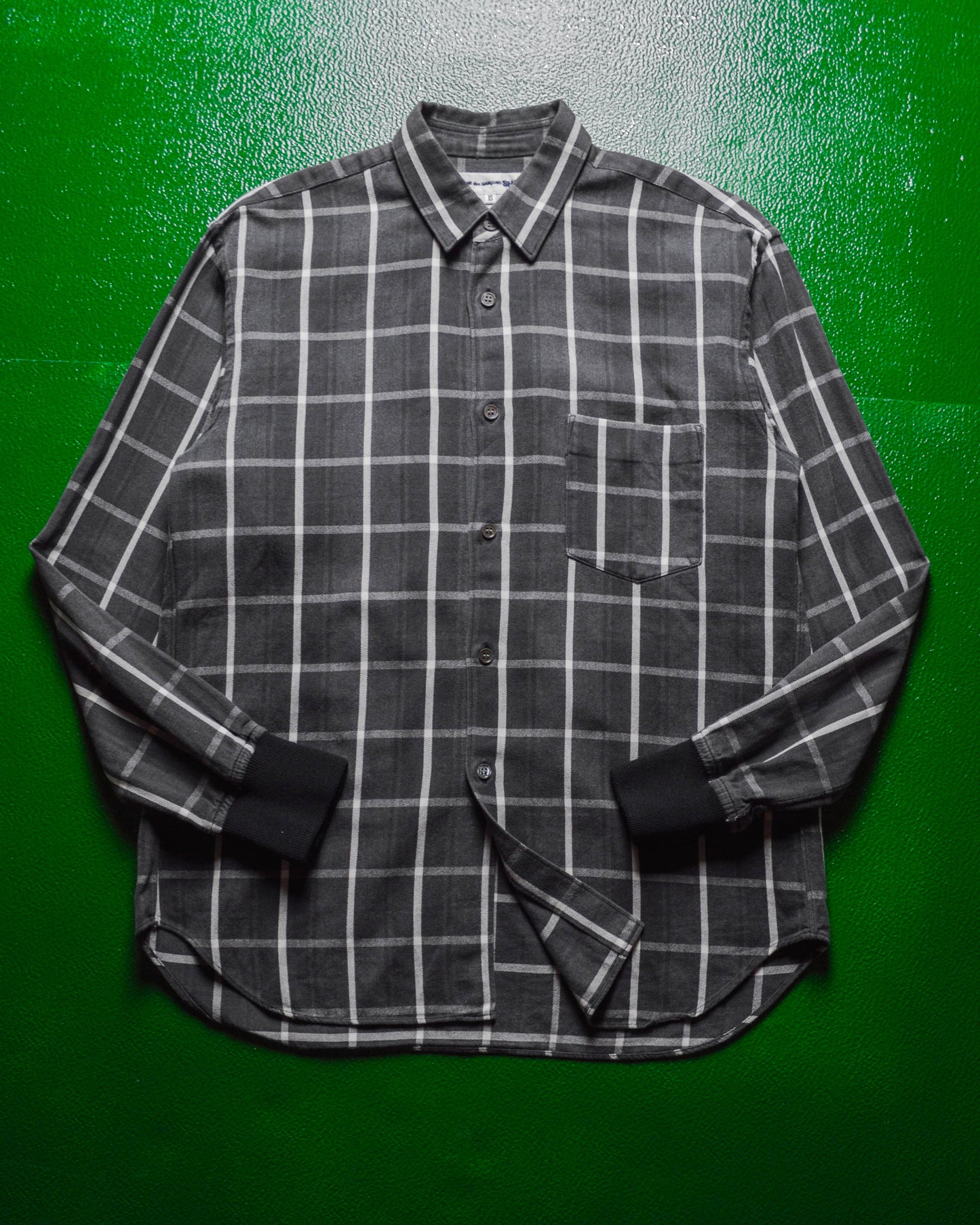 Grey Check Ribbed Cuff Shirt (~S~)