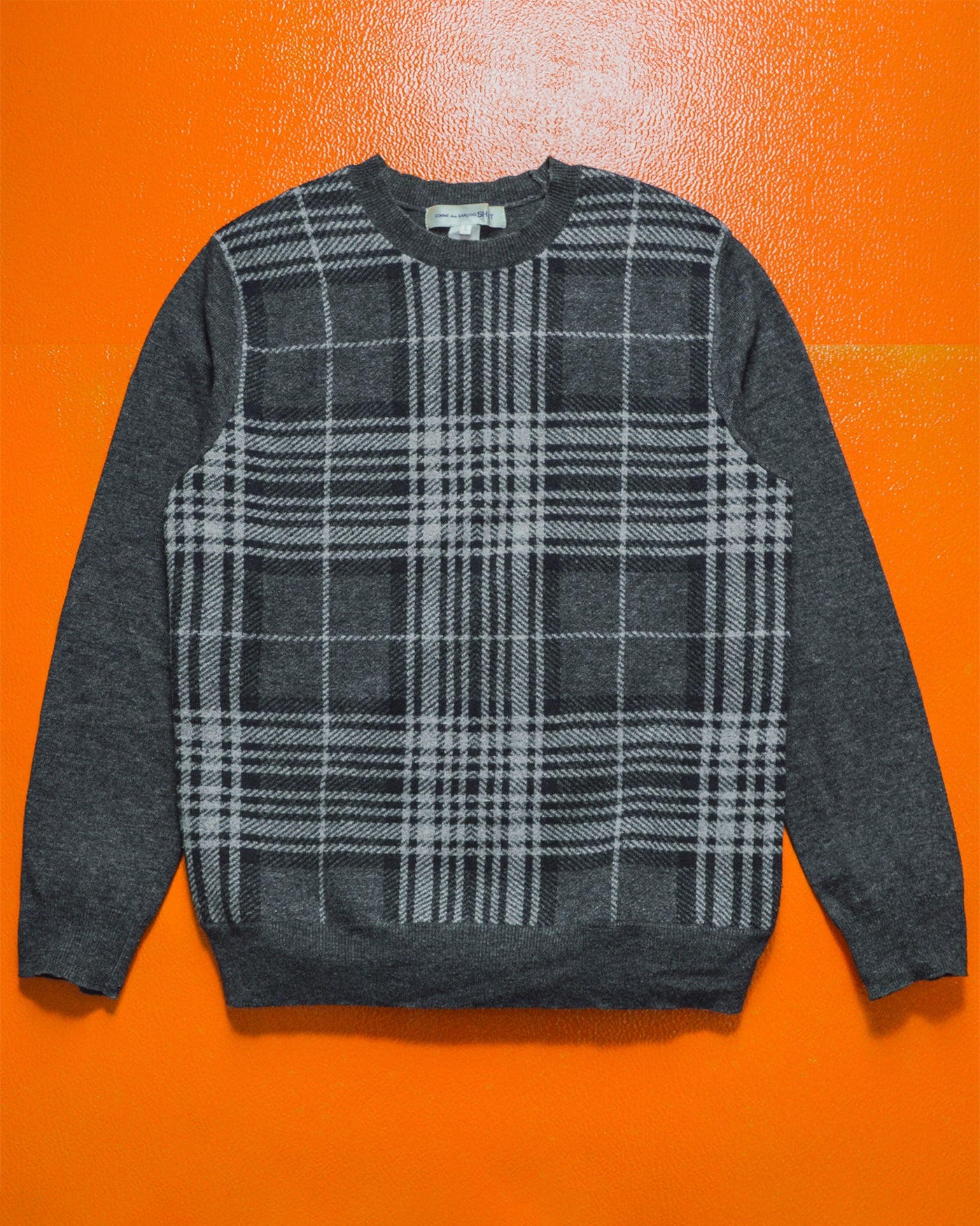 Tonal Plaid Front Knit Sweater (~M~)