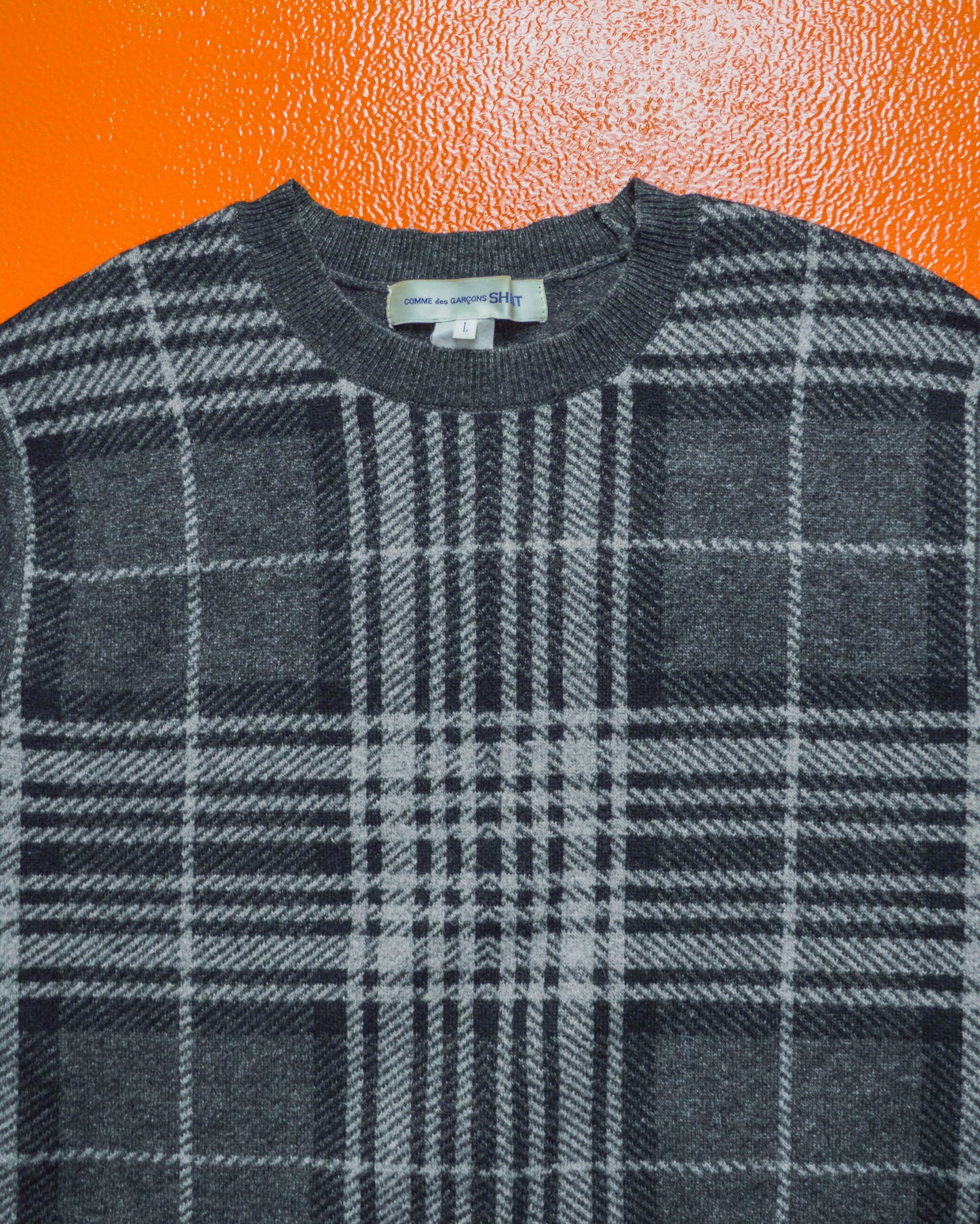 Tonal Plaid Front Knit Sweater (~M~)