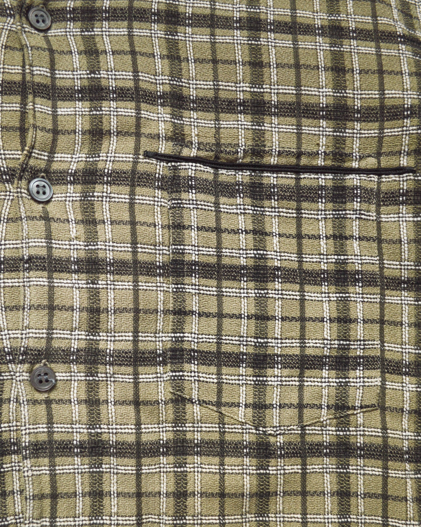 90s Woven Textured Brown Plaid Open Collar Shirt (~M~)