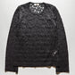 2000 Black Floral Lace Longsleeve Nylon Rayon Poly Blend Knit Top