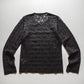 2000 Black Floral Lace Longsleeve Nylon Rayon Poly Blend Knit Top
