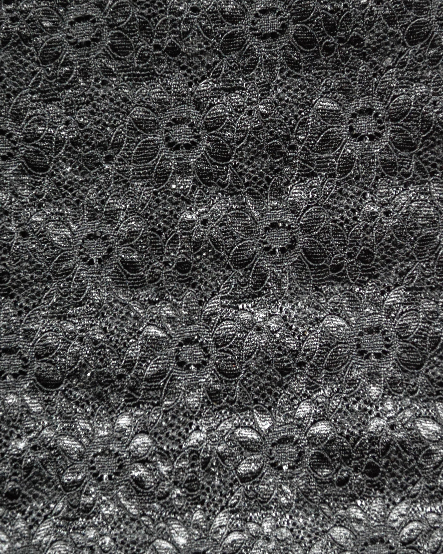 2000 Black Floral Lace Longsleeve Nylon Rayon Poly Blend Knit Top