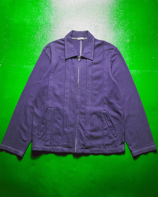 1999 Contrast Stitch Purple Panelled Zip Up LS Polo  (~M~)