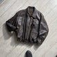 80s Brown Leather Detachable Fleece Lined Work Jacket (~L~)