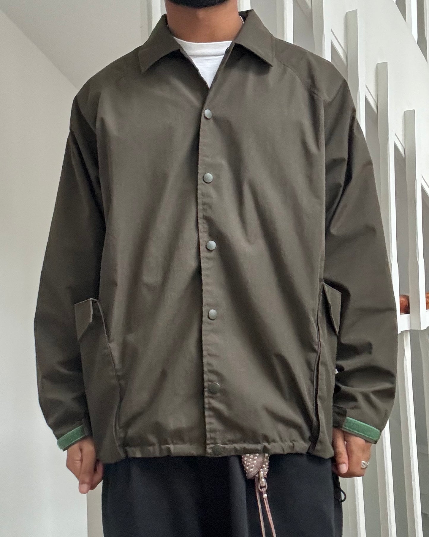 Early 2000s Olive Green Cargo Multi Pocket Coach Jacket (~L~)