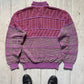 SS 1989 Purple / Red 3D Striped Pattern Knit LS Polo Jumper (~L~)