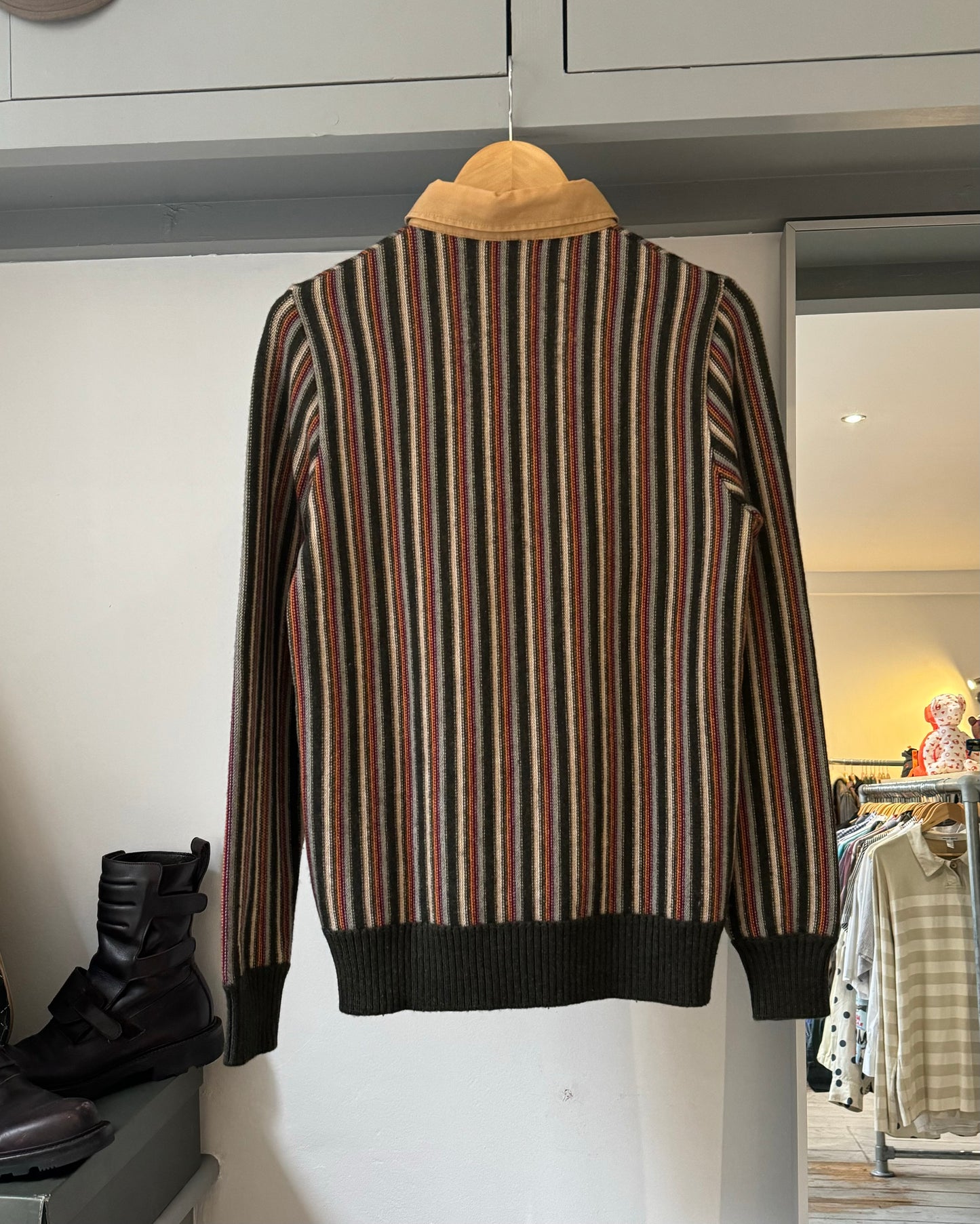 Early 2000s Stripe Knit Button Up Jumper  (~M~)