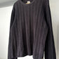 90s Dual Gauge Striped Washed Black Knit Jumper (M~L)