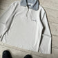 White / Grey Contrast Collar Quarter Zip Fleece Jumper (M~L)