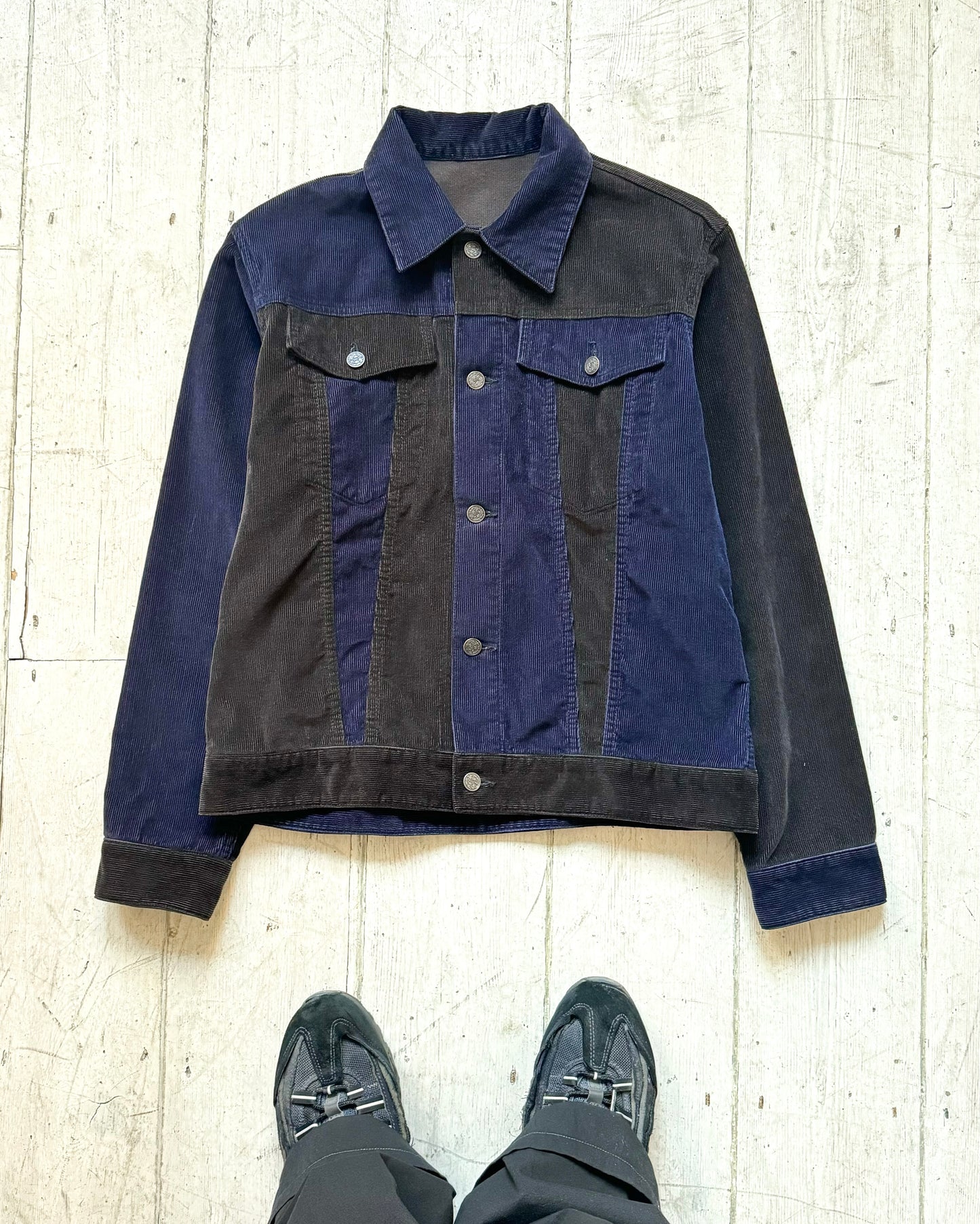 Corduroy Asymmetrical Two Tone Trucker Jacket (S-M)